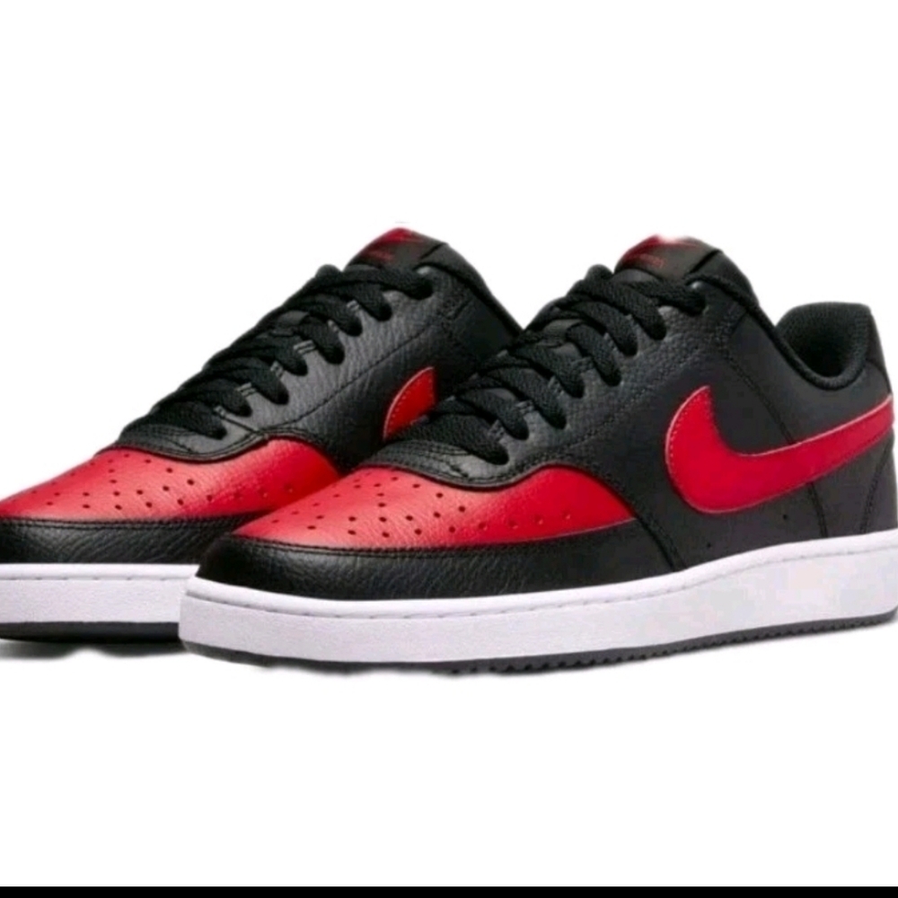 Nike Mens Size-14 Court Vision Low Next Nature Shoes Black University Red White
